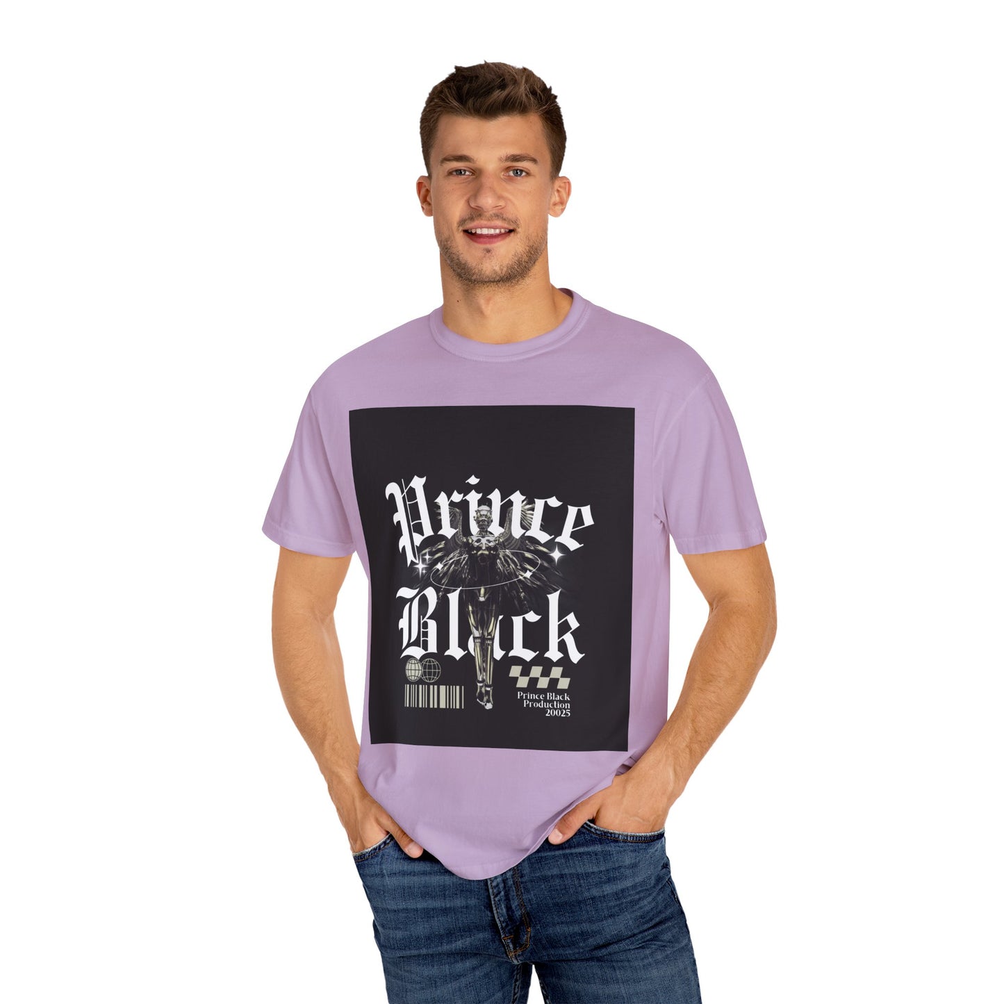 Garment-Dyed T-Shirt - "Prince Black" Graphic Tee - Streetwear Style for Music Lovers