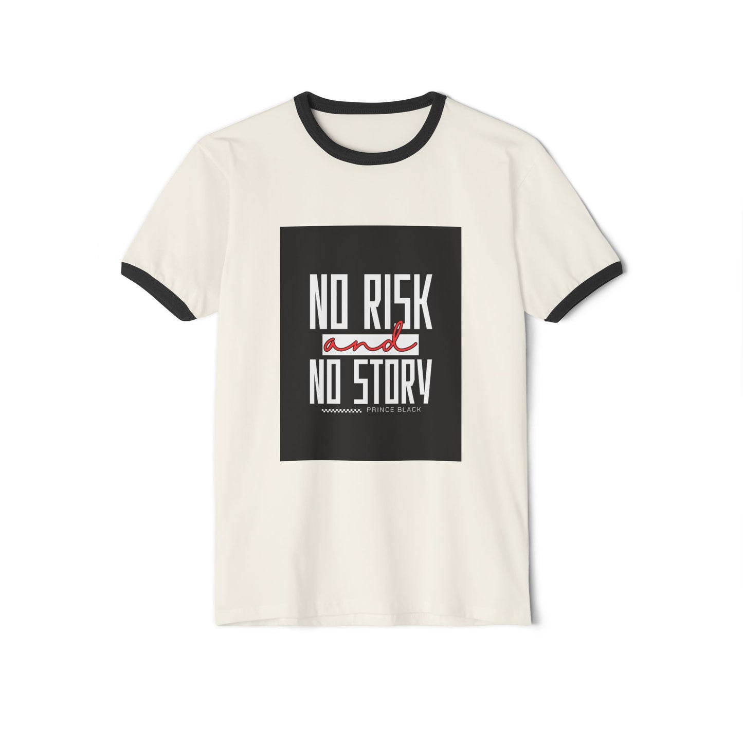 Men Motivational Ringer T-Shirt - "No Risk and No Story"