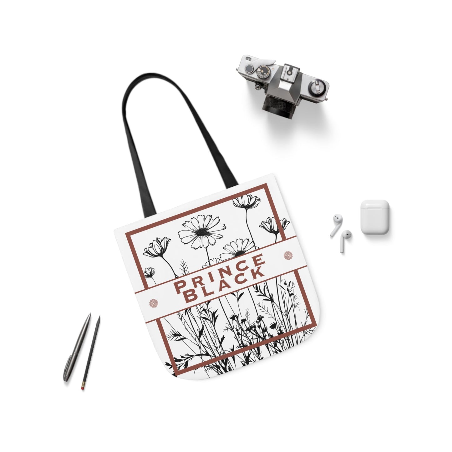Floral Canvas Tote Bag with 5-Color Straps - Stylish &amp; Eco-Friendly 