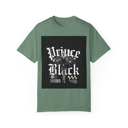 Garment-Dyed T-Shirt - "Prince Black" Graphic Tee - Streetwear Style for Music Lovers