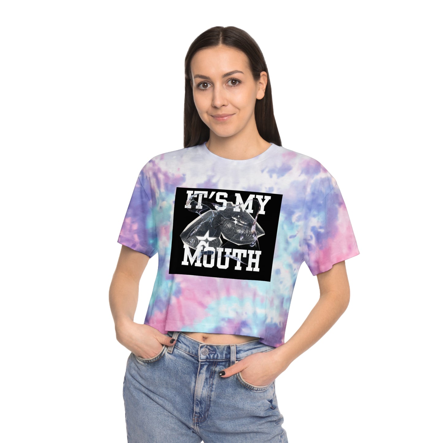 It's My Mouth Tie-Dye Crop Tee for Women - Fun and Stylish Summer Apparel