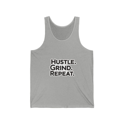 Hustle Grind Repeat Unisex Jersey Tank - Motivational Fitness Shirt