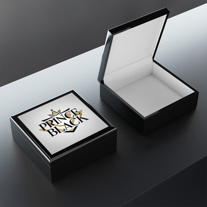 Elegant Black Jewelry Box with Crown Design - Perfect Gift for Him