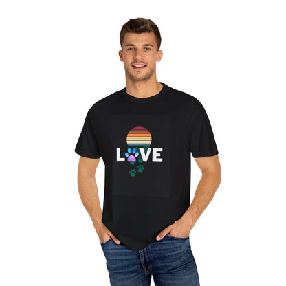 Love Paw Print Unisex T-Shirt - Retro Sunset Design