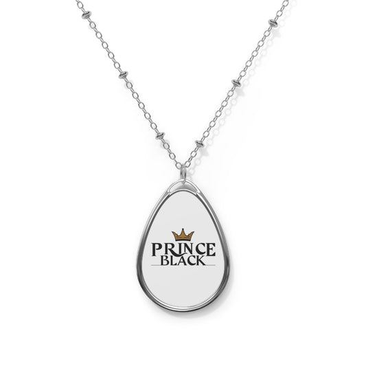 Personalized Oval Necklace - Customizable Jewelry with 'Prince Black' Design