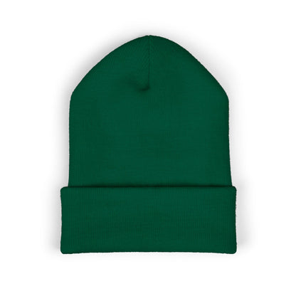 Embroidered Classic Cuffed Beanie - 'Prince Black' White Hat