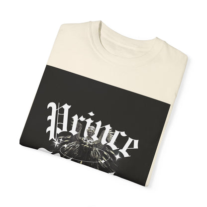 Garment-Dyed T-Shirt - "Prince Black" Graphic Tee - Streetwear Style for Music Lovers