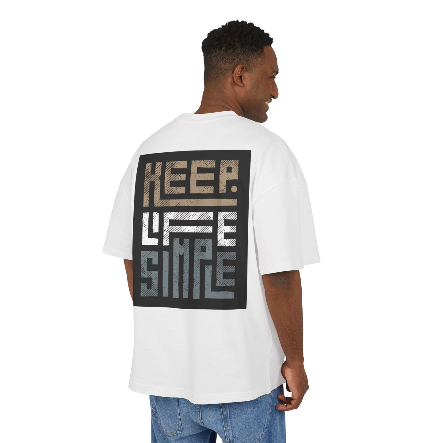 Unisex Keep Life Simple Box Tee - Oversized Cotton T-Shirt