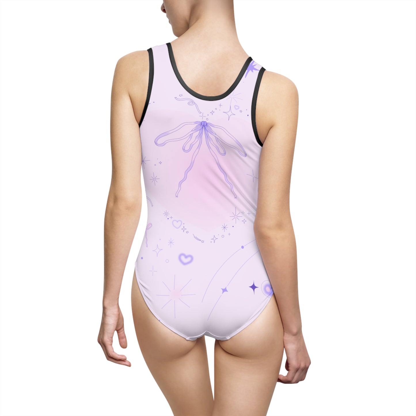 Dreamy Pastel One-Piece Swimsuit for Women - Starry Design 