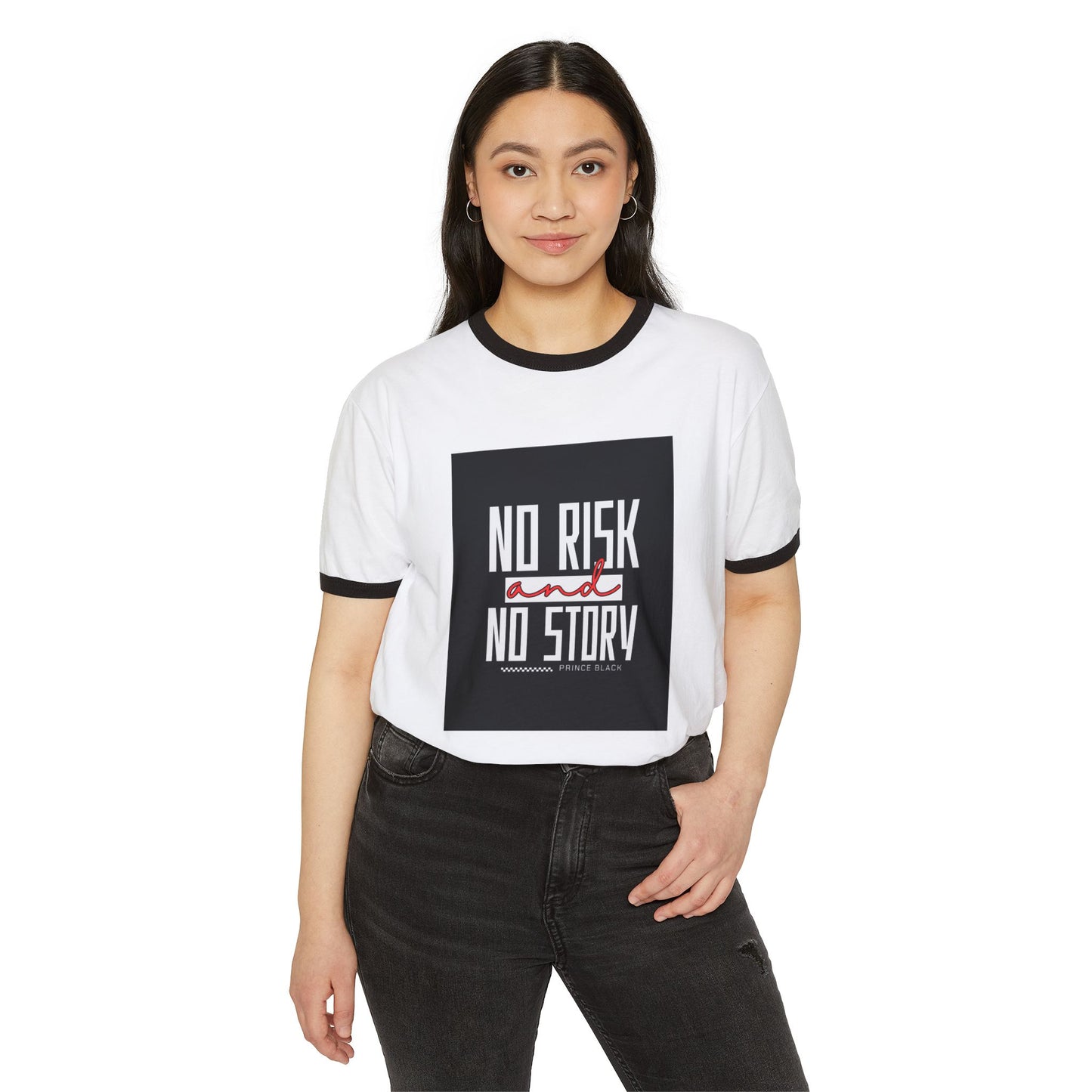 Men Motivational Ringer T-Shirt - "No Risk and No Story"