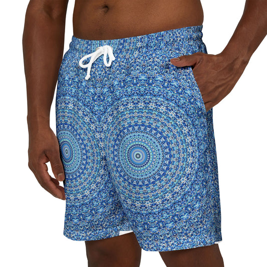 Mandala Pattern Unisex Swim Shorts - Vibrant Summer Beachwear