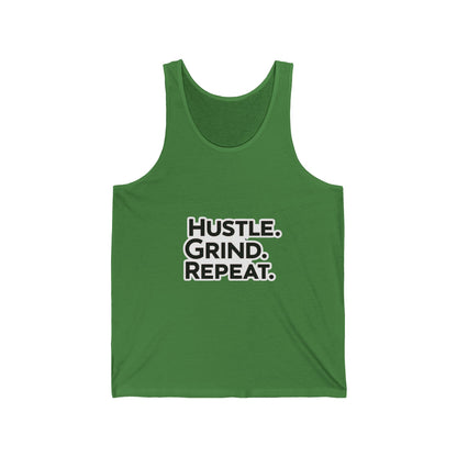 Hustle Grind Repeat Unisex Jersey Tank - Motivational Fitness Shirt