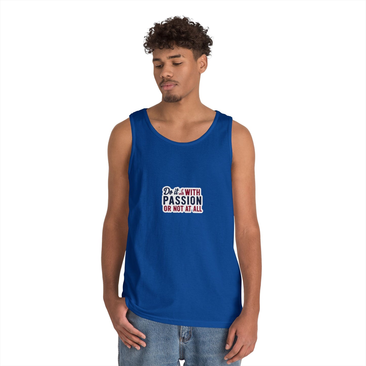 Inspirational Unisex Heavy Cotton Tank Top - "Do it with Passion or Not at All"