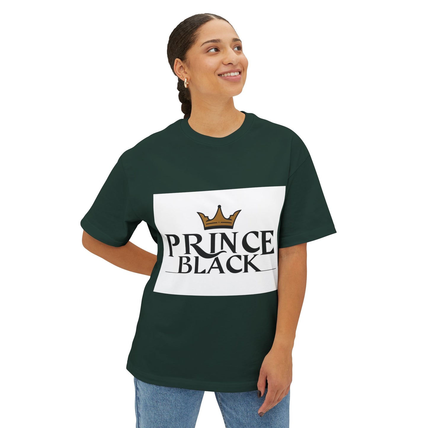 Oversized Boxy Tee - 'Prince Black' Crown Graphic Tee