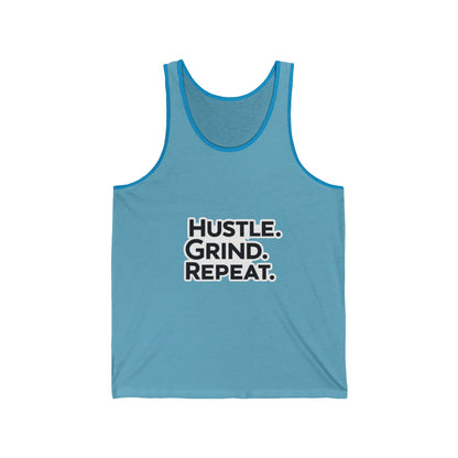 Hustle Grind Repeat Unisex Jersey Tank - Motivational Fitness Shirt