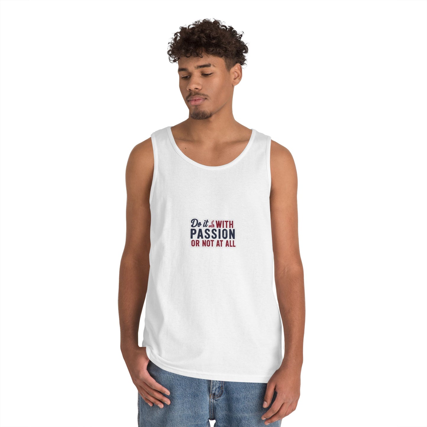 Inspirational Unisex Heavy Cotton Tank Top - "Do it with Passion or Not at All"