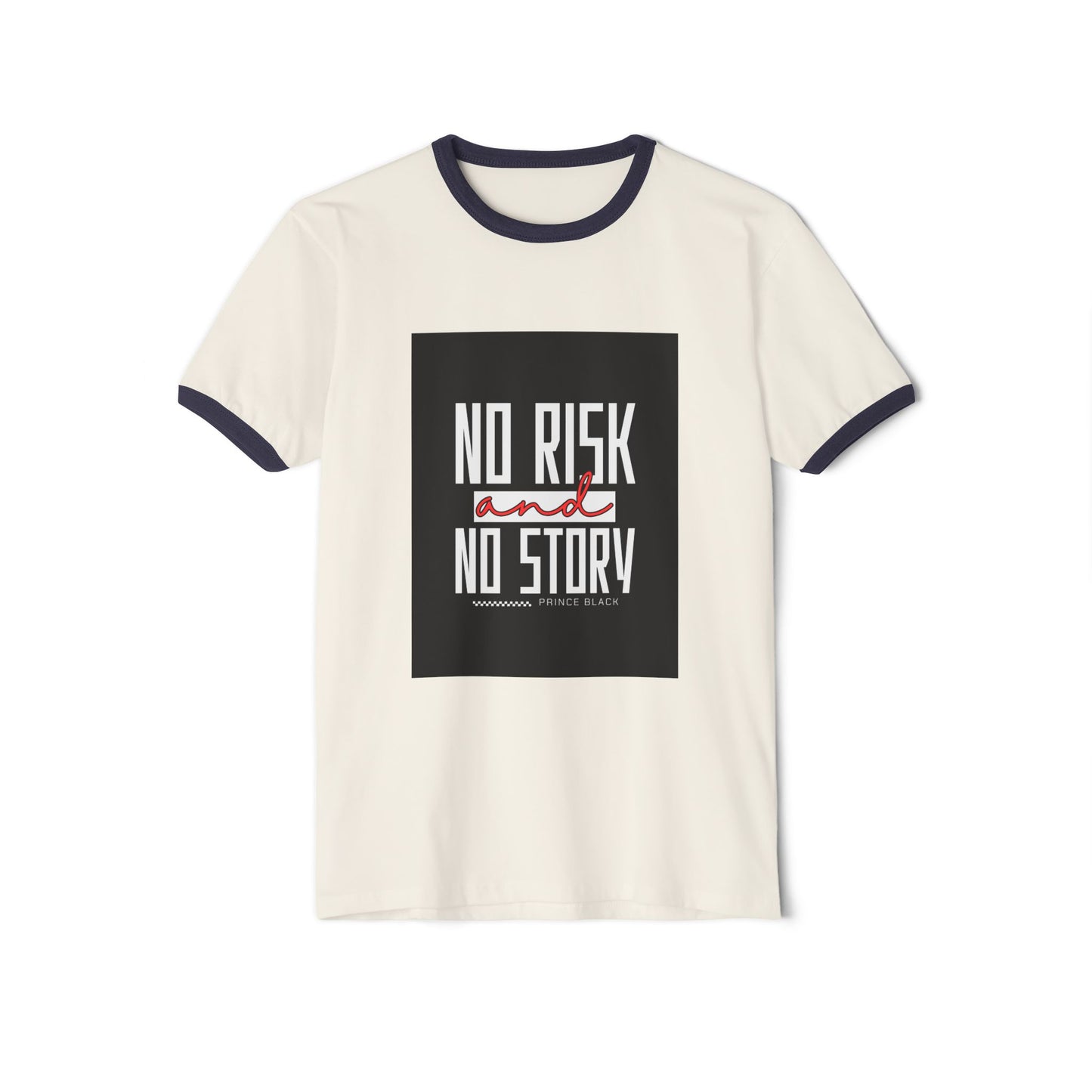 Men Motivational Ringer T-Shirt - "No Risk and No Story"