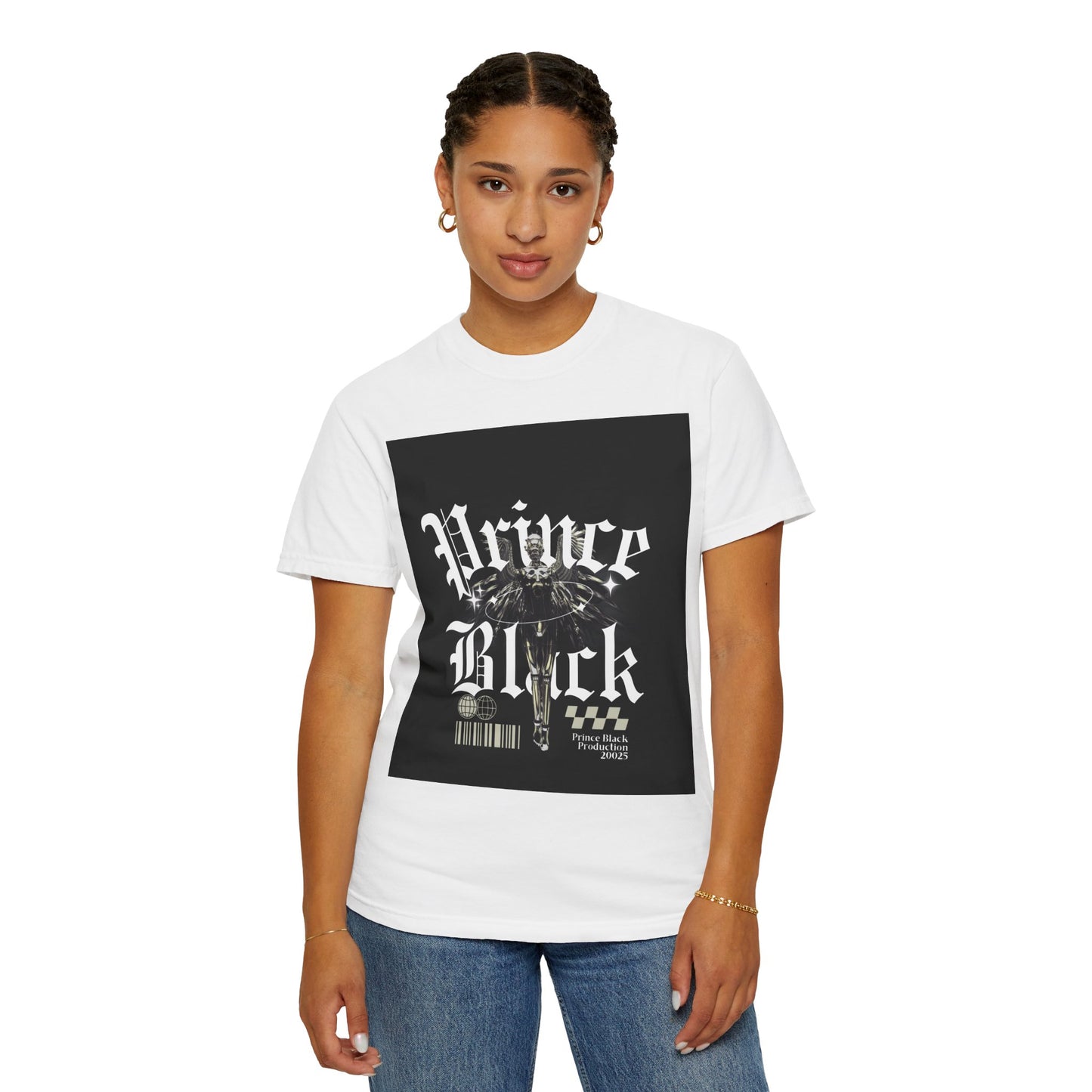 Garment-Dyed T-Shirt - "Prince Black" Graphic Tee - Streetwear Style for Music Lovers