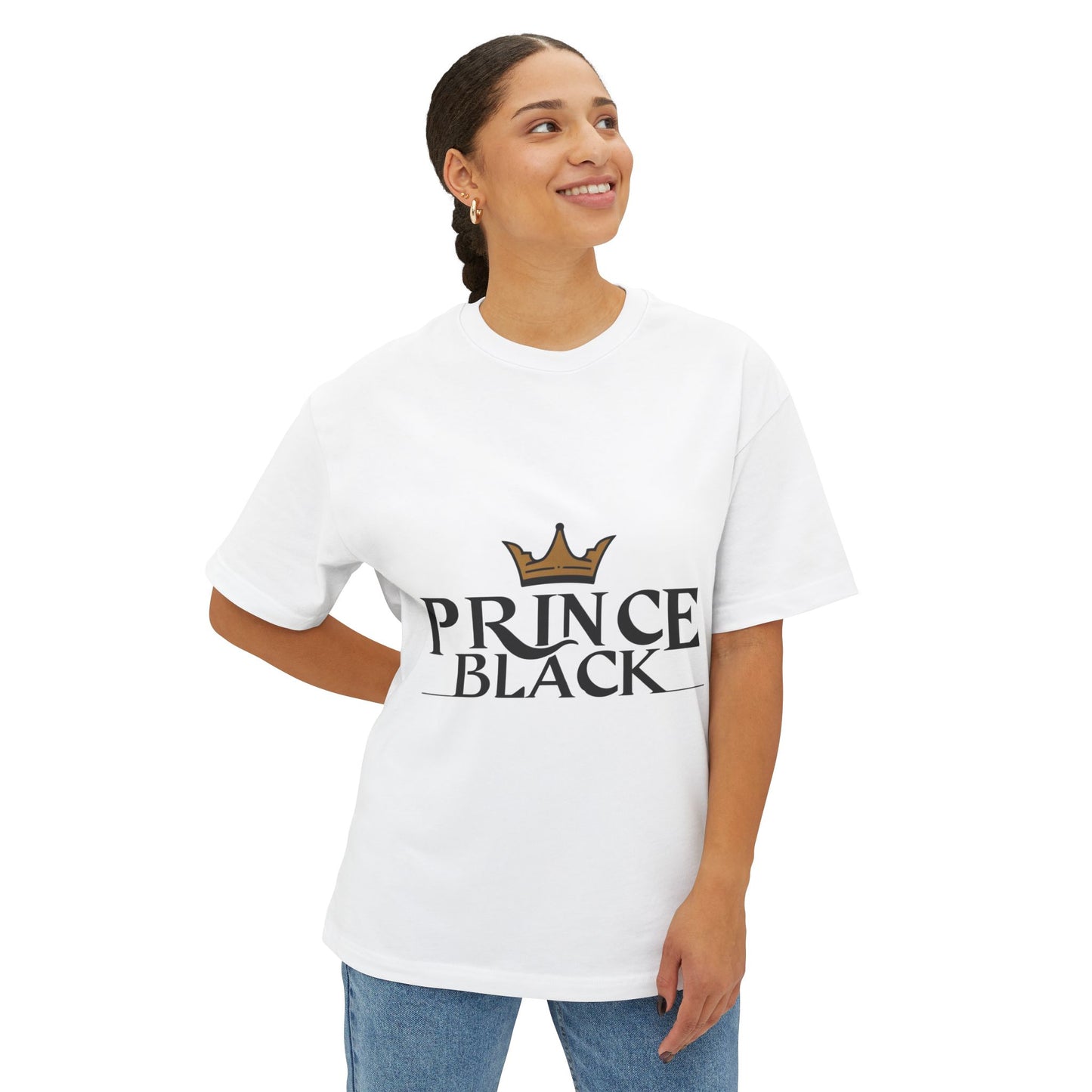 Oversized Boxy Tee - 'Prince Black' Crown Graphic Tee