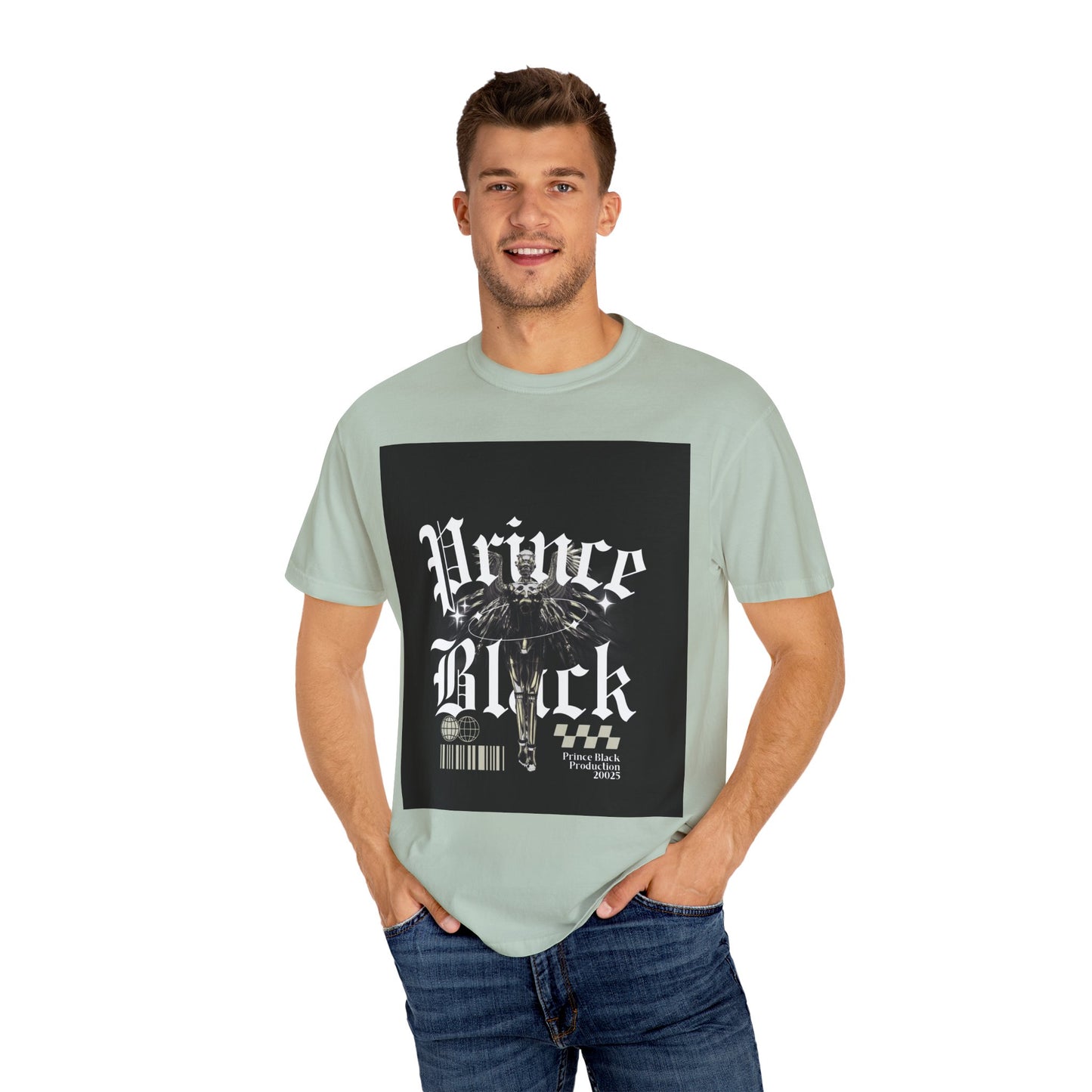 Garment-Dyed T-Shirt - "Prince Black" Graphic Tee - Streetwear Style for Music Lovers