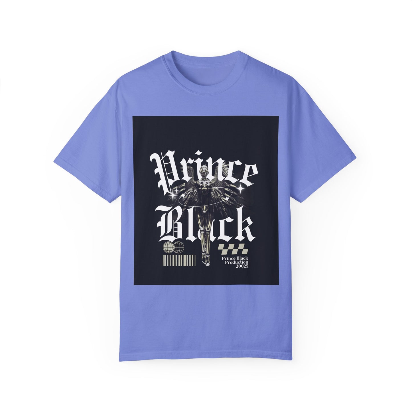 Garment-Dyed T-Shirt - "Prince Black" Graphic Tee - Streetwear Style for Music Lovers