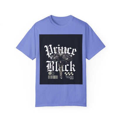 Garment-Dyed T-Shirt - "Prince Black" Graphic Tee - Streetwear Style for Music Lovers