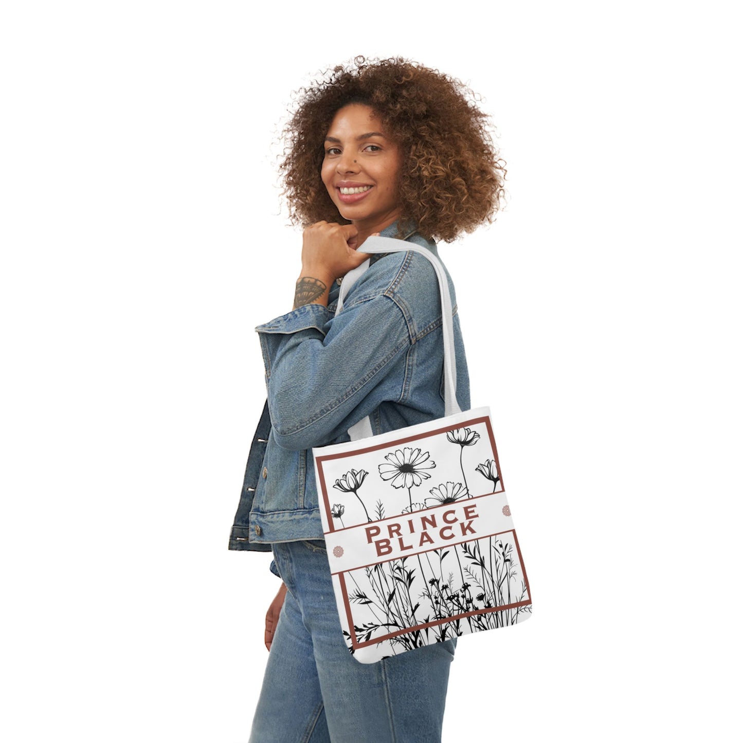 Floral Canvas Tote Bag with 5-Color Straps - Stylish &amp; Eco-Friendly 