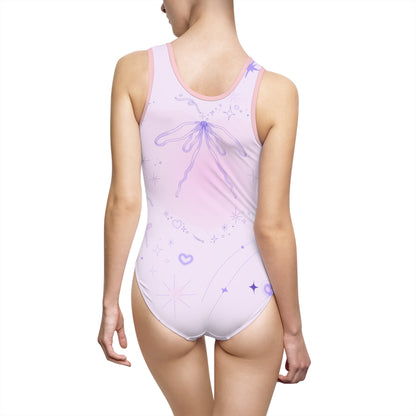 Dreamy Pastel One-Piece Swimsuit for Women - Starry Design 