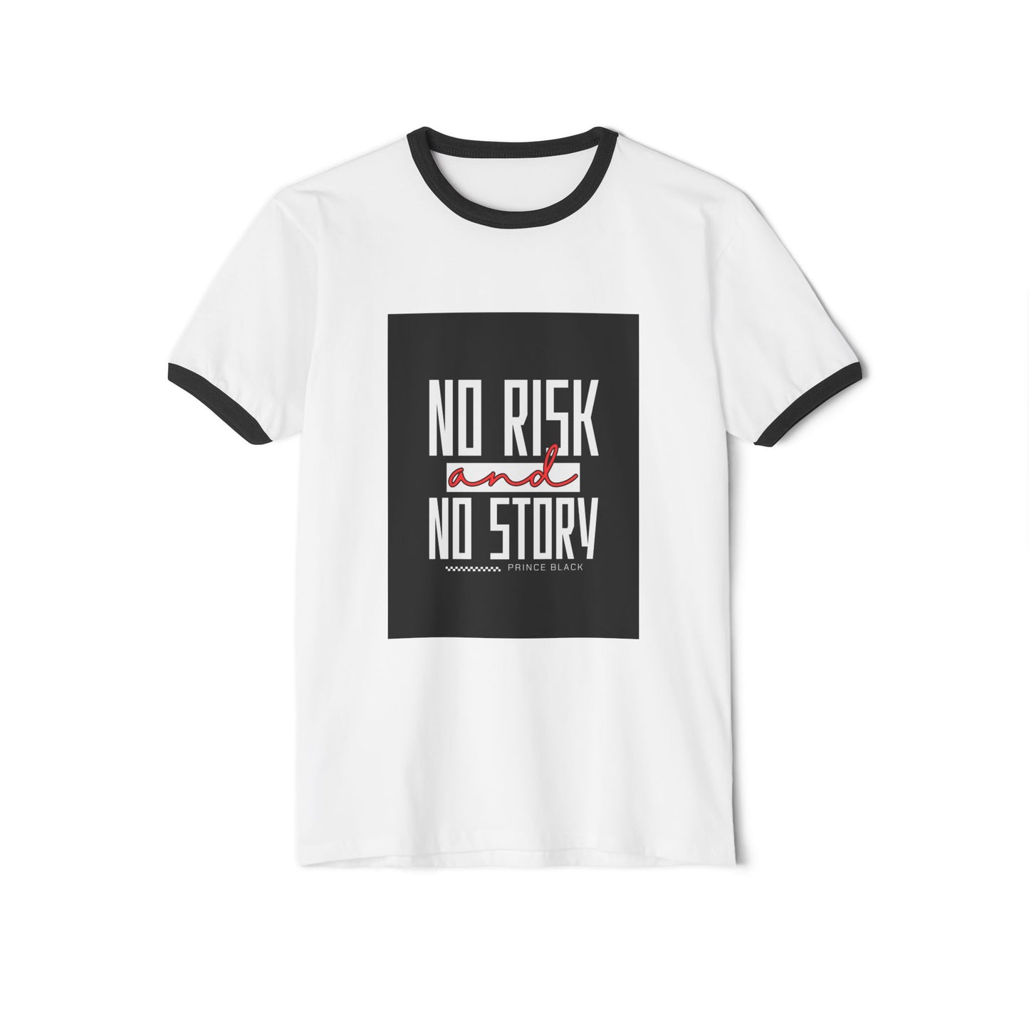 Men Motivational Ringer T-Shirt - "No Risk and No Story"