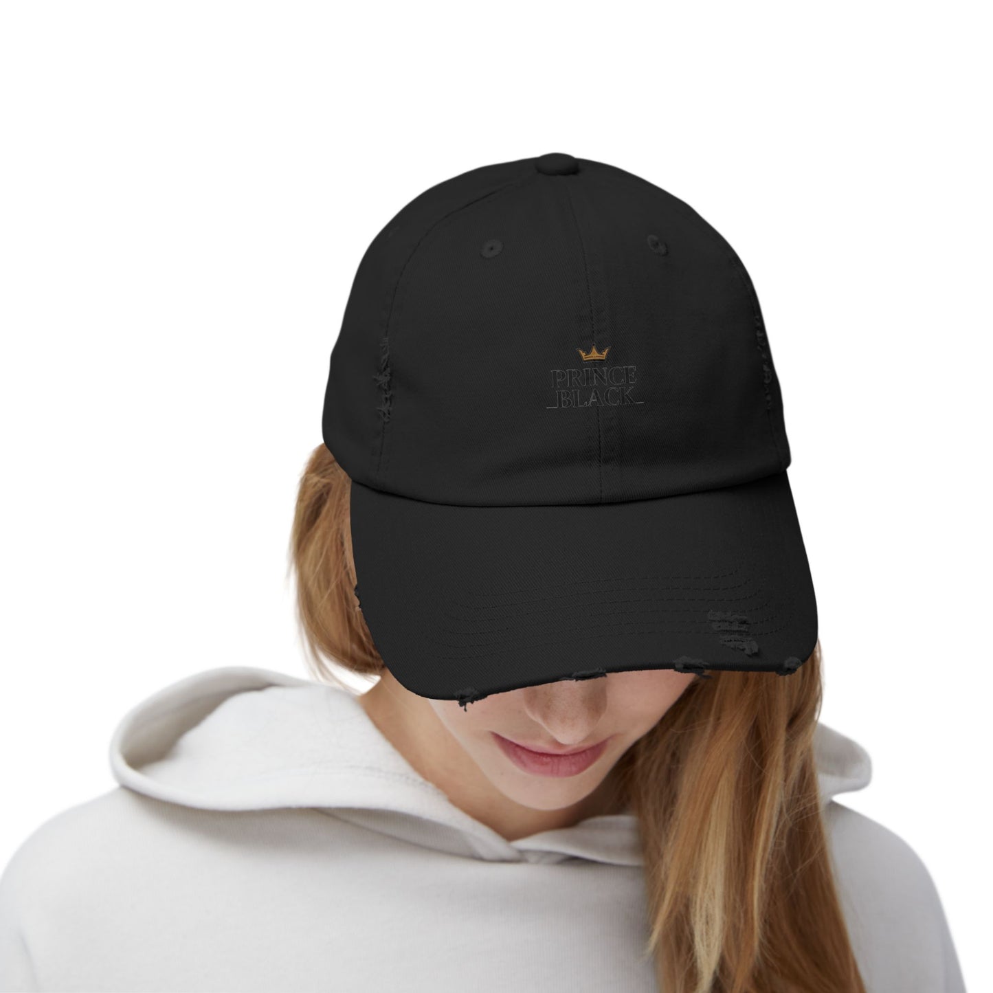 Distressed Cap - Stylish Prince Black Baseball Hat