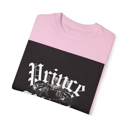 Garment-Dyed T-Shirt - "Prince Black" Graphic Tee - Streetwear Style for Music Lovers