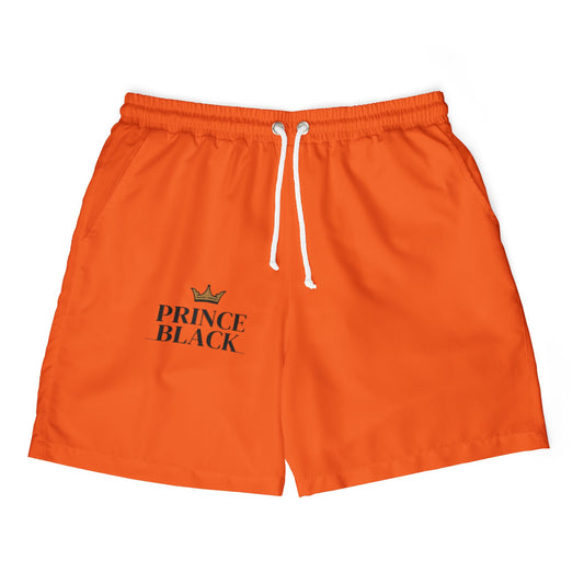 Unisex Swim Shorts - Bold Orange 'Prince Black' Design for Pool Parties & Beach Days
