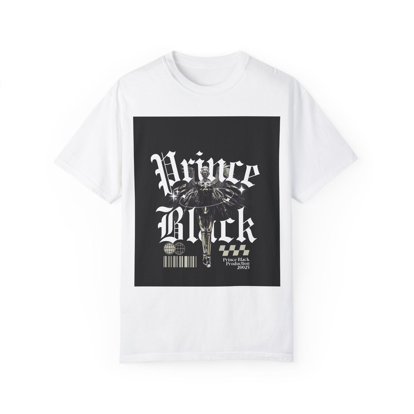 Garment-Dyed T-Shirt - "Prince Black" Graphic Tee - Streetwear Style for Music Lovers