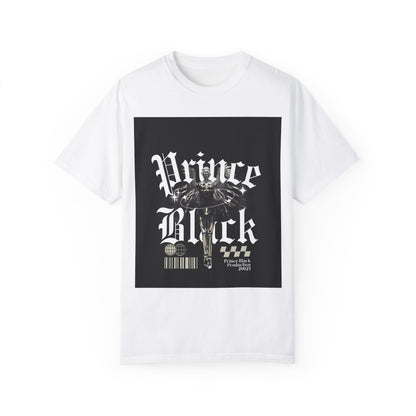 Garment-Dyed T-Shirt - "Prince Black" Graphic Tee - Streetwear Style for Music Lovers