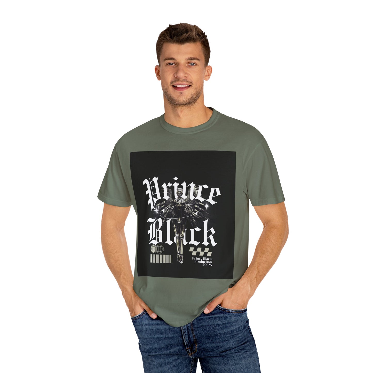 Garment-Dyed T-Shirt - "Prince Black" Graphic Tee - Streetwear Style for Music Lovers