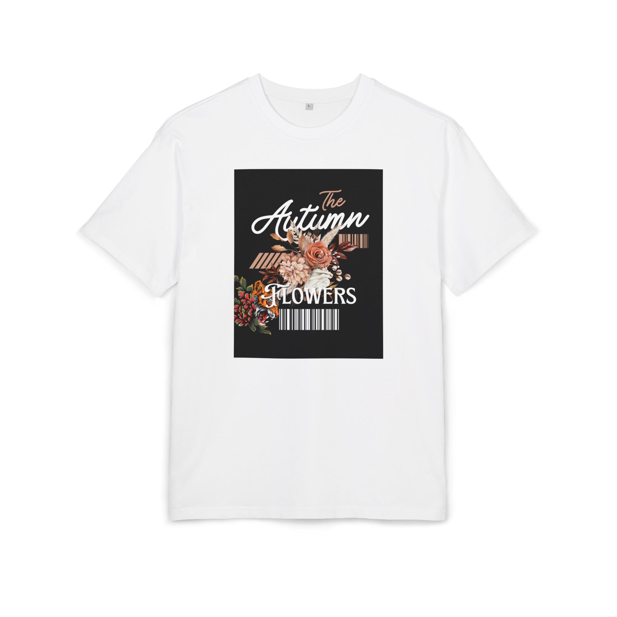 Autumn Flowers Oversize Tee | Cozy Casual Wear, Graphic T-Shirt, Fall Fashion, Gift for Her, Comfortable Everyday Tee
