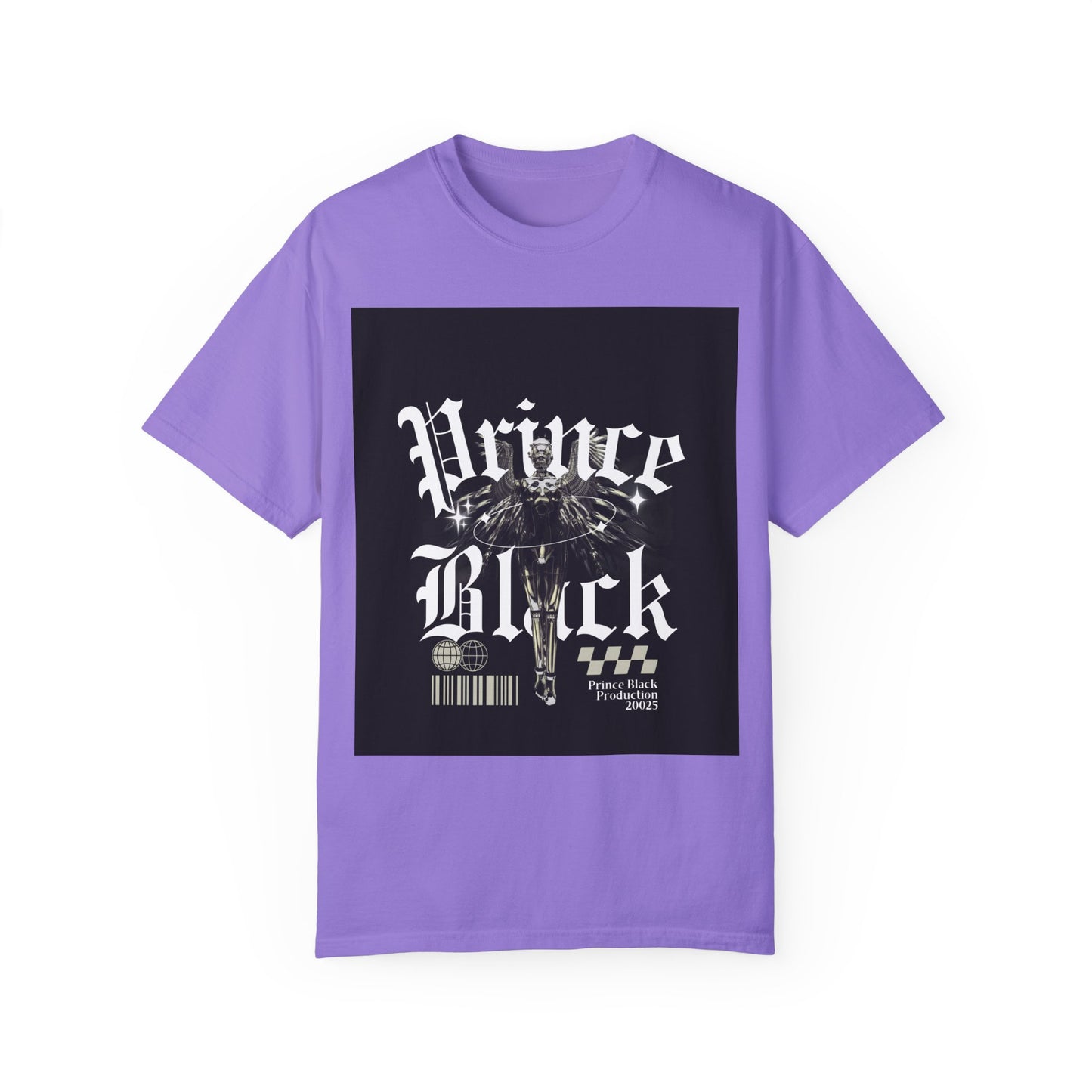 Garment-Dyed T-Shirt - "Prince Black" Graphic Tee - Streetwear Style for Music Lovers