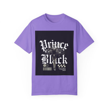 Garment-Dyed T-Shirt - "Prince Black" Graphic Tee - Streetwear Style for Music Lovers