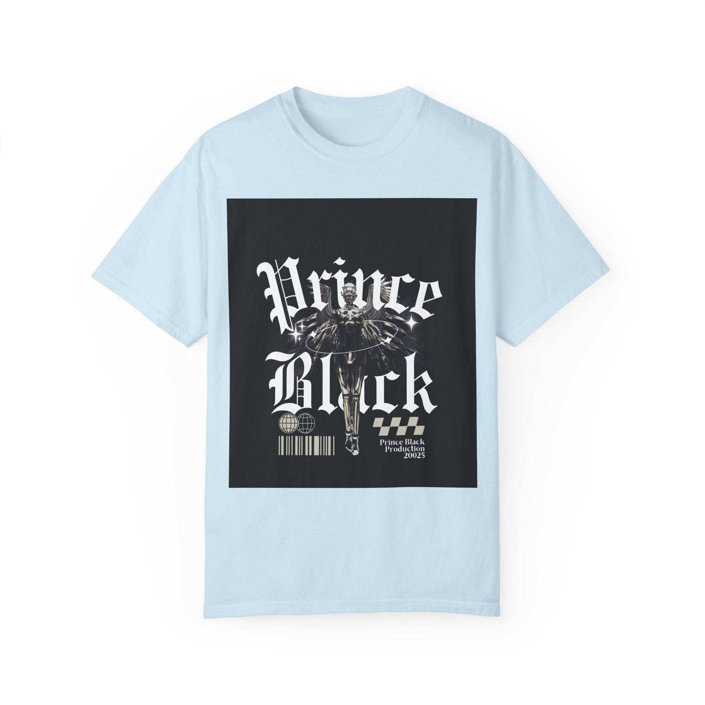 Garment-Dyed T-Shirt - "Prince Black" Graphic Tee - Streetwear Style for Music Lovers