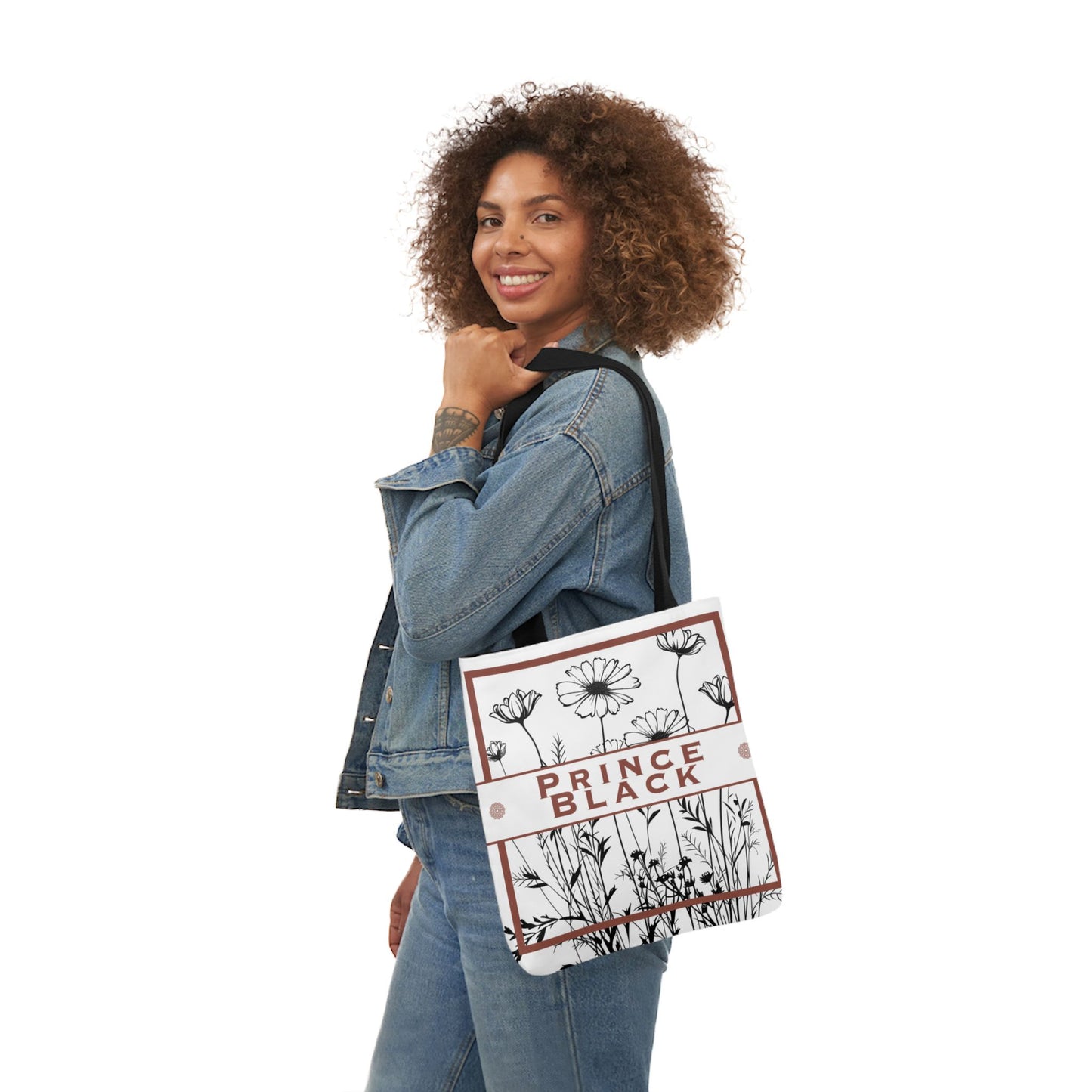 Floral Canvas Tote Bag with 5-Color Straps - Stylish &amp; Eco-Friendly 