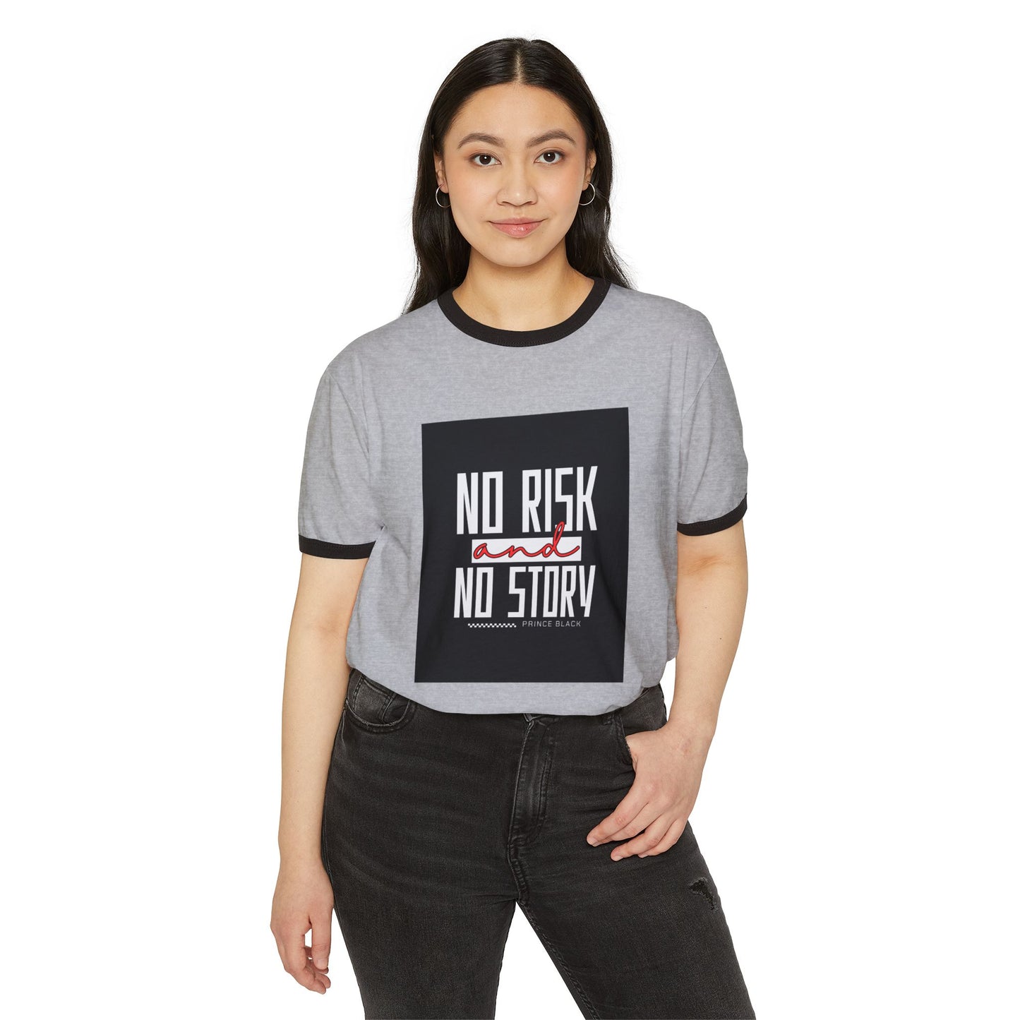 Men Motivational Ringer T-Shirt - "No Risk and No Story"