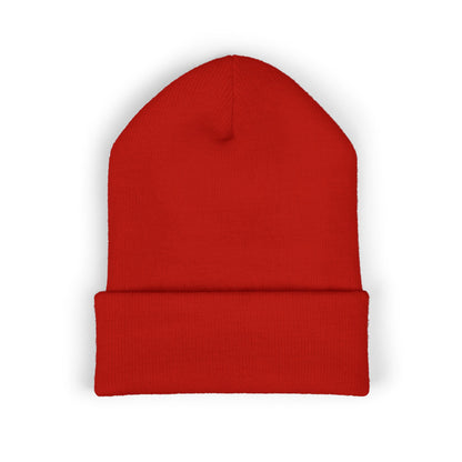 Embroidered Classic Cuffed Beanie - 'Prince Black' White Hat