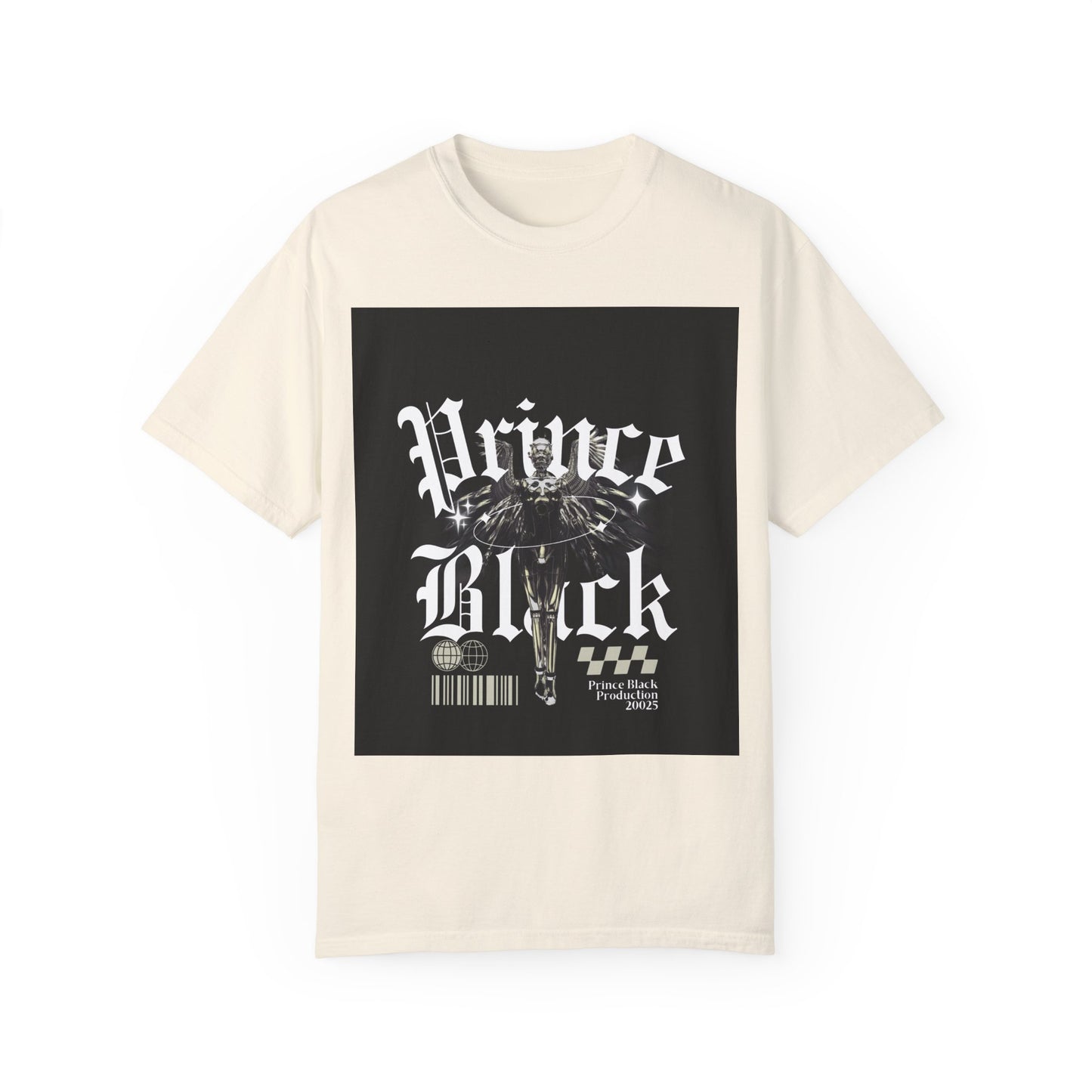 Garment-Dyed T-Shirt - "Prince Black" Graphic Tee - Streetwear Style for Music Lovers