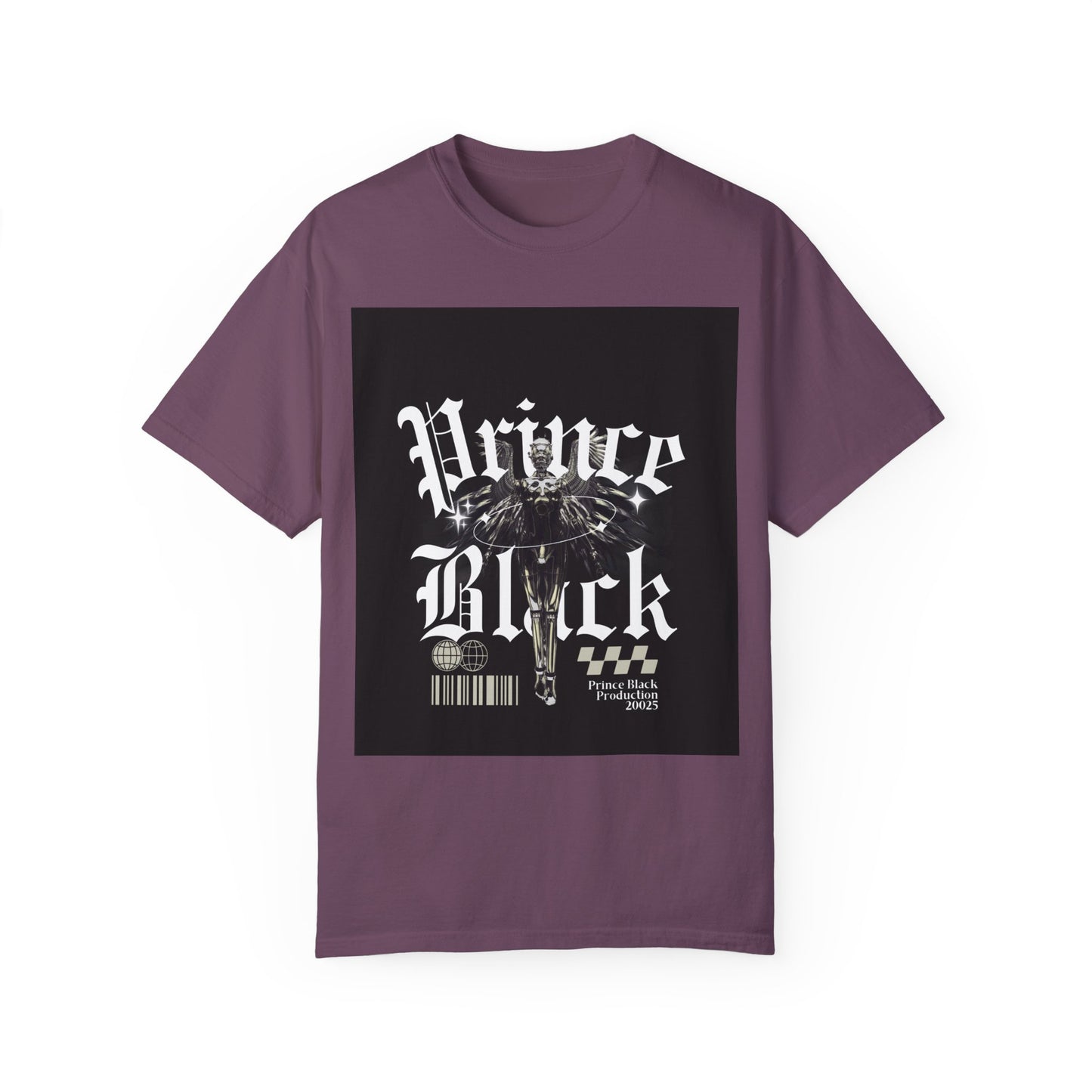 Garment-Dyed T-Shirt - "Prince Black" Graphic Tee - Streetwear Style for Music Lovers