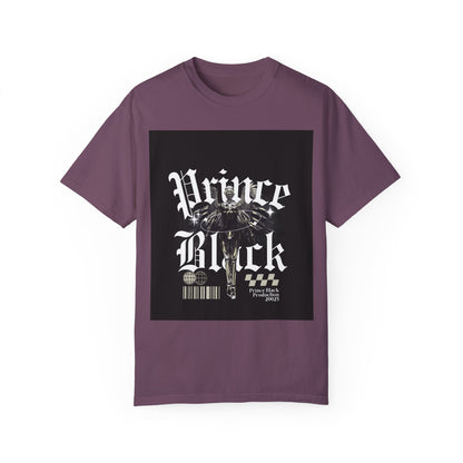 Garment-Dyed T-Shirt - "Prince Black" Graphic Tee - Streetwear Style for Music Lovers