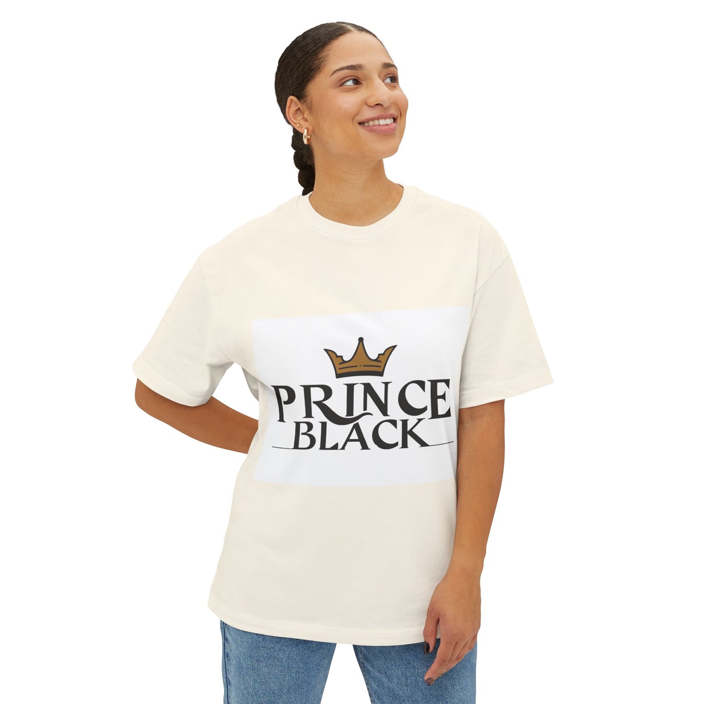 Oversized Boxy Tee - 'Prince Black' Crown Graphic Tee