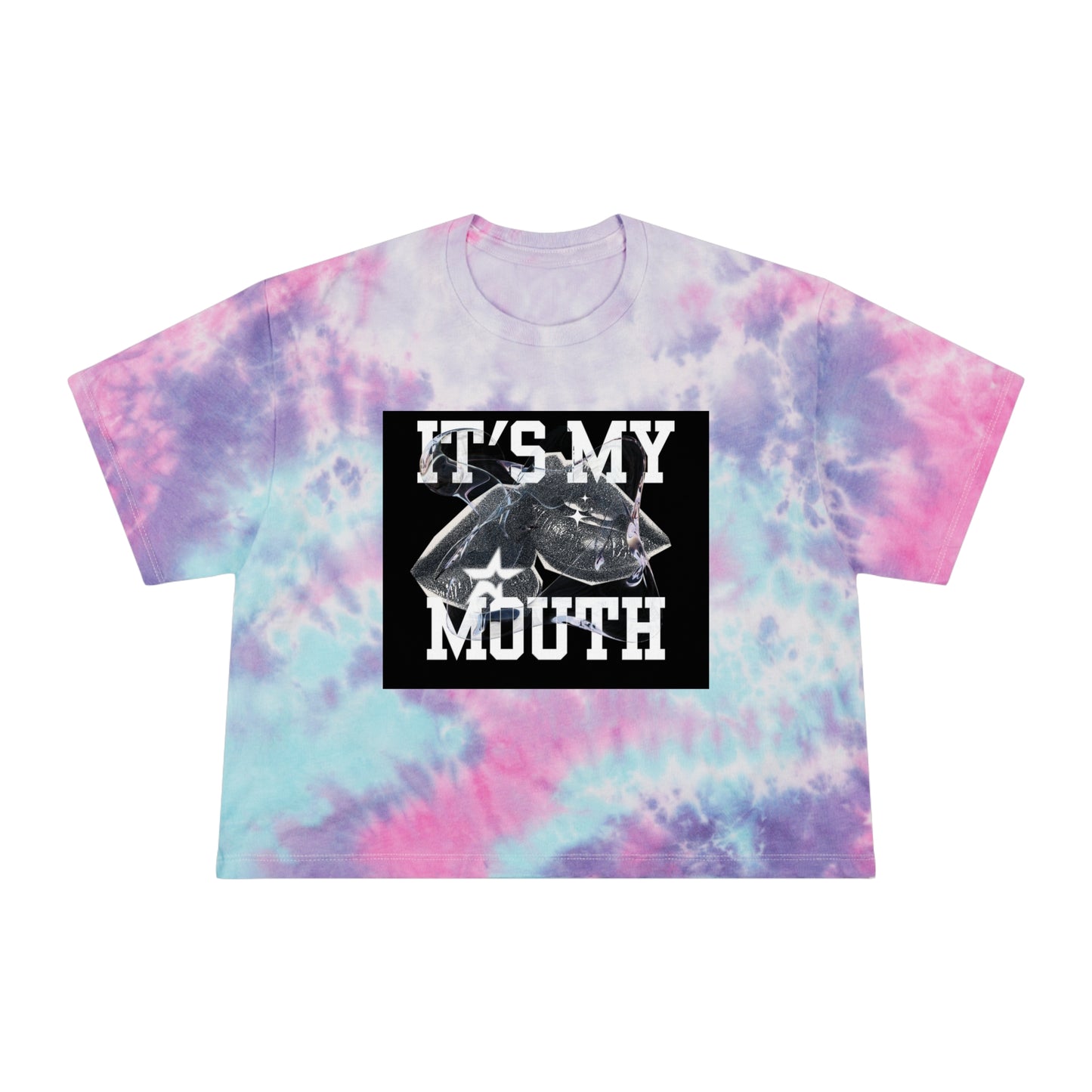 It's My Mouth Tie-Dye Crop Tee for Women - Fun and Stylish Summer Apparel