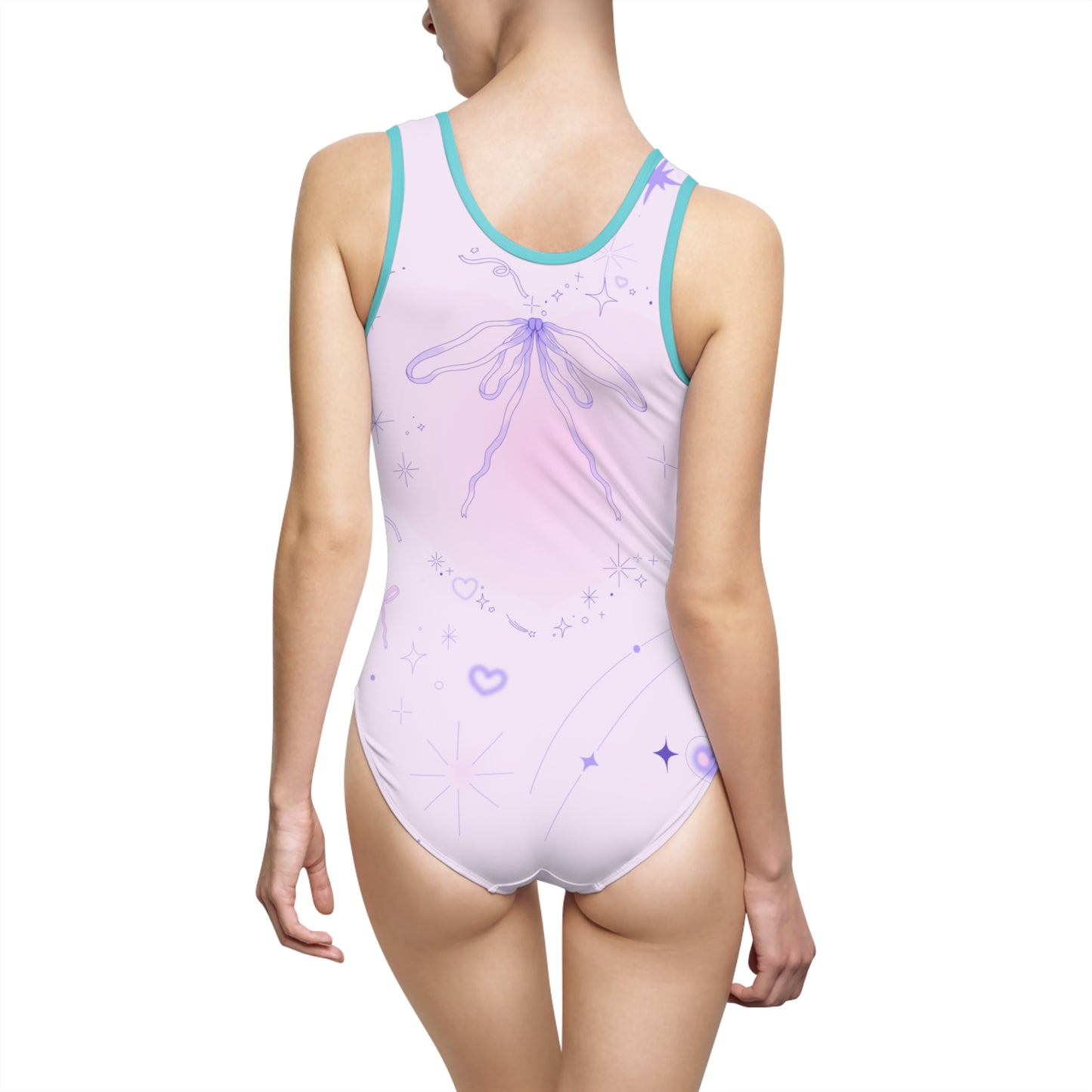 Dreamy Pastel One-Piece Swimsuit for Women - Starry Design 
