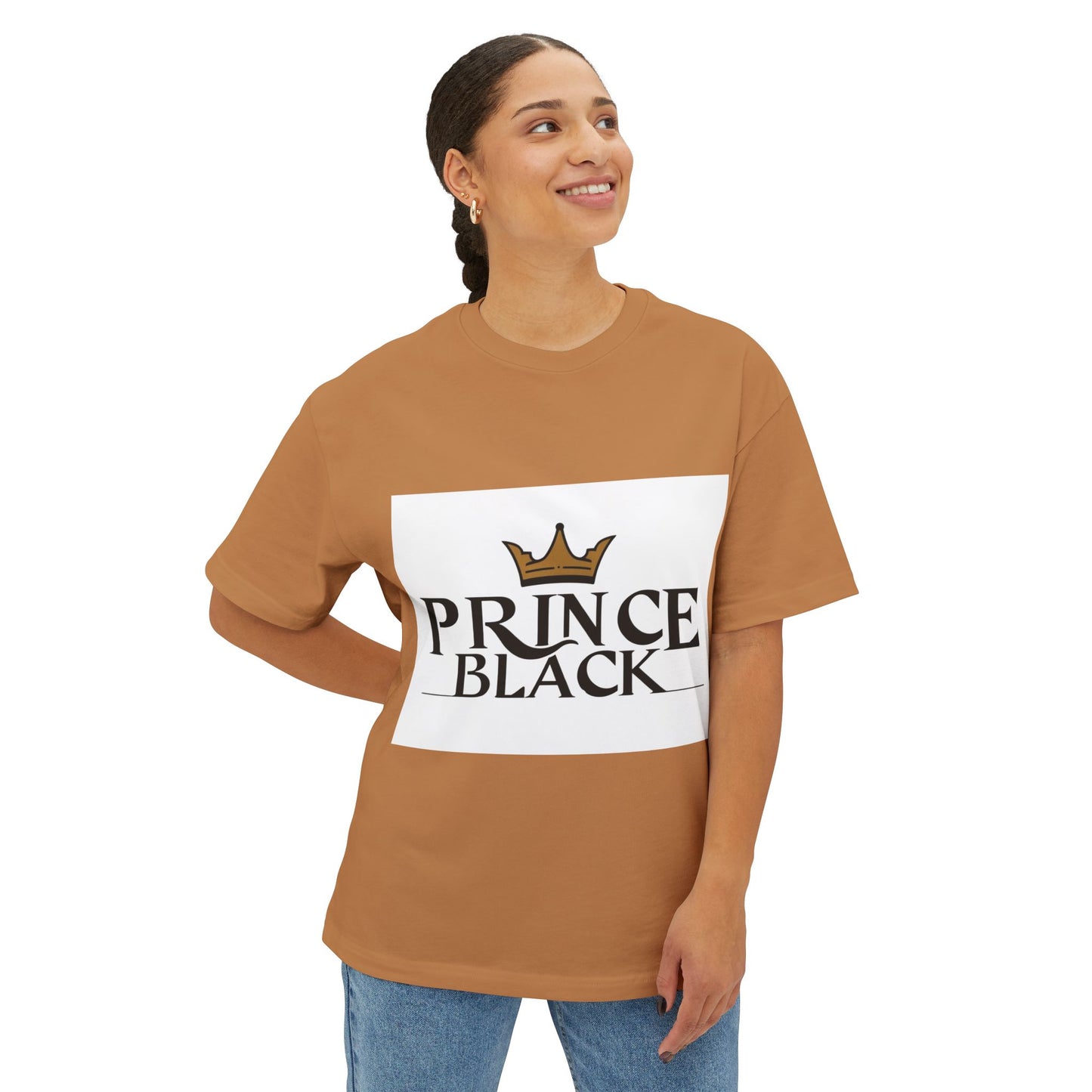 Oversized Boxy Tee - 'Prince Black' Crown Graphic Tee