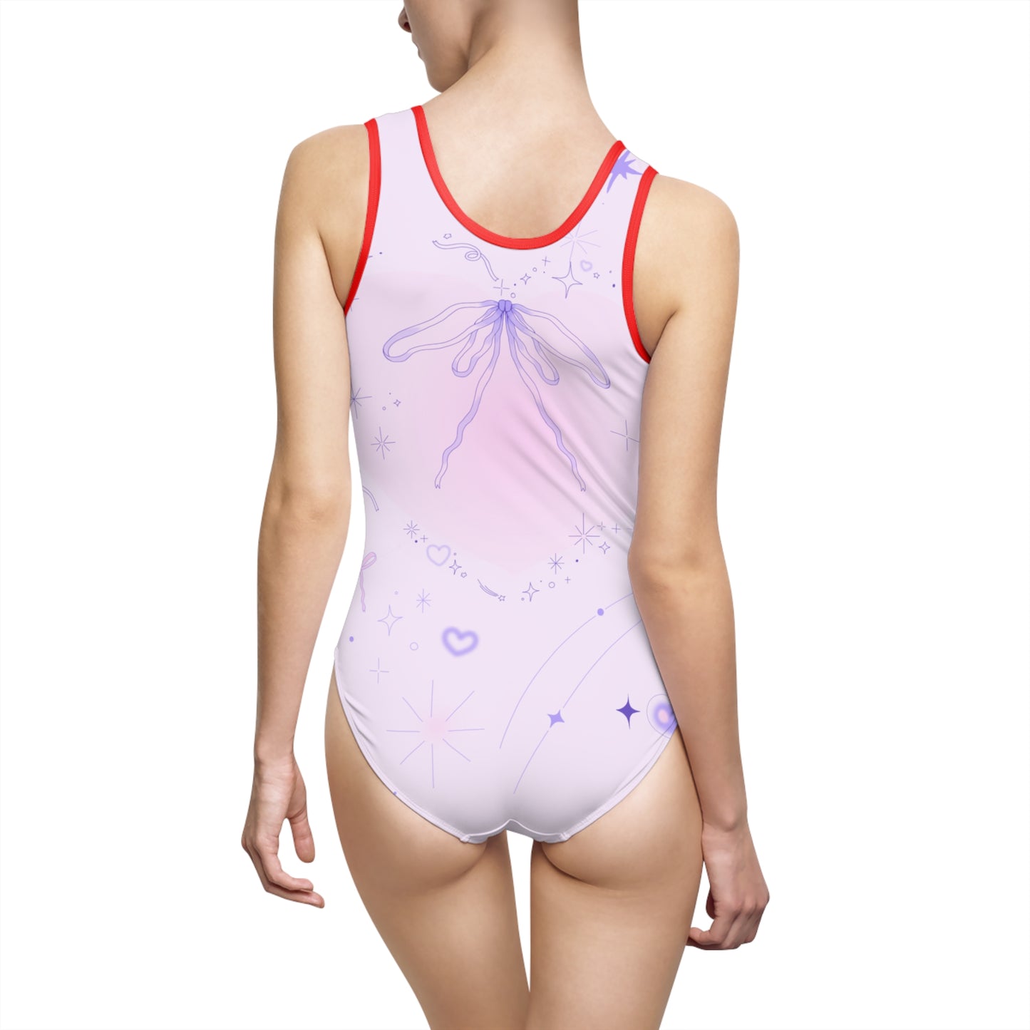 Dreamy Pastel One-Piece Swimsuit for Women - Starry Design 
